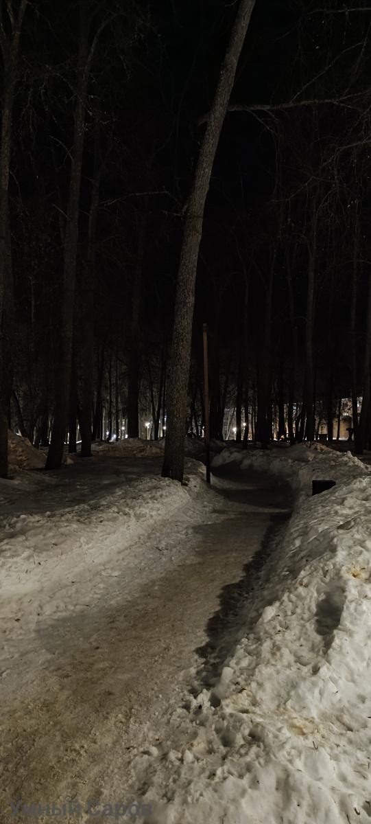 Нерабочее освещение в парке Сосина